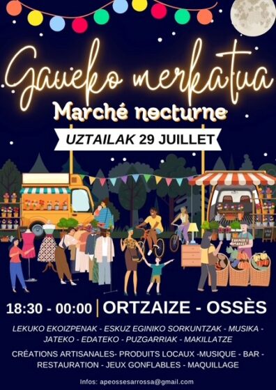 Gaueko merkatua, Ortzaizen, uztailaren 29an.