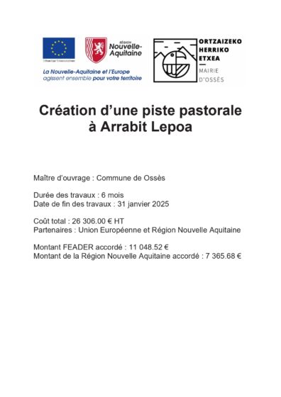Création d’une piste pastorale à Arrabit Lepoa